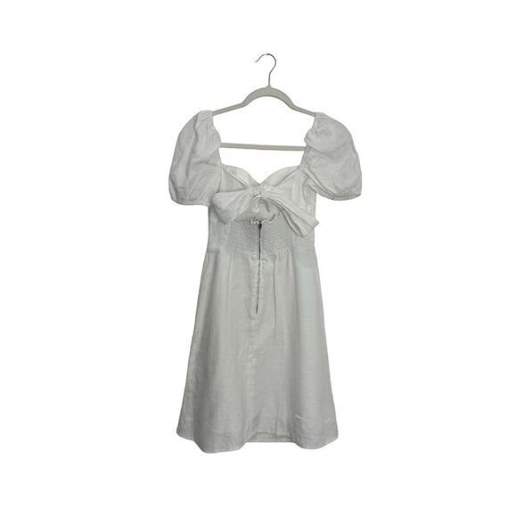Reformation Denver Linen Dress White Linen Bow - Picture 7 of 9